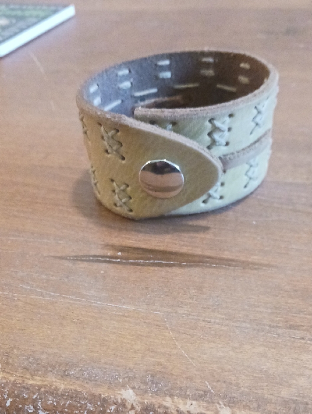 Handstitched Tan Leather Wrap Bracelet